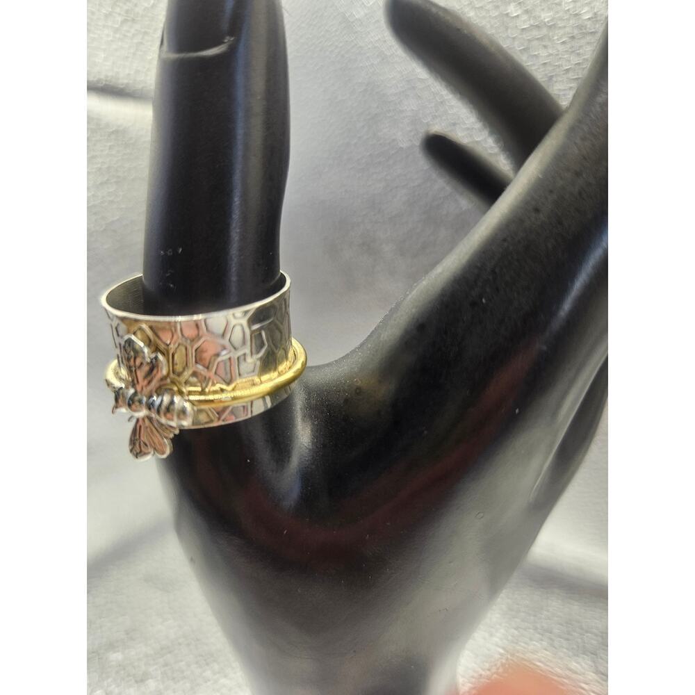 Bumblebee Spinner ring Handmade Sterling Silver 925 Stamped Sz 10 - Picture 3 of 10